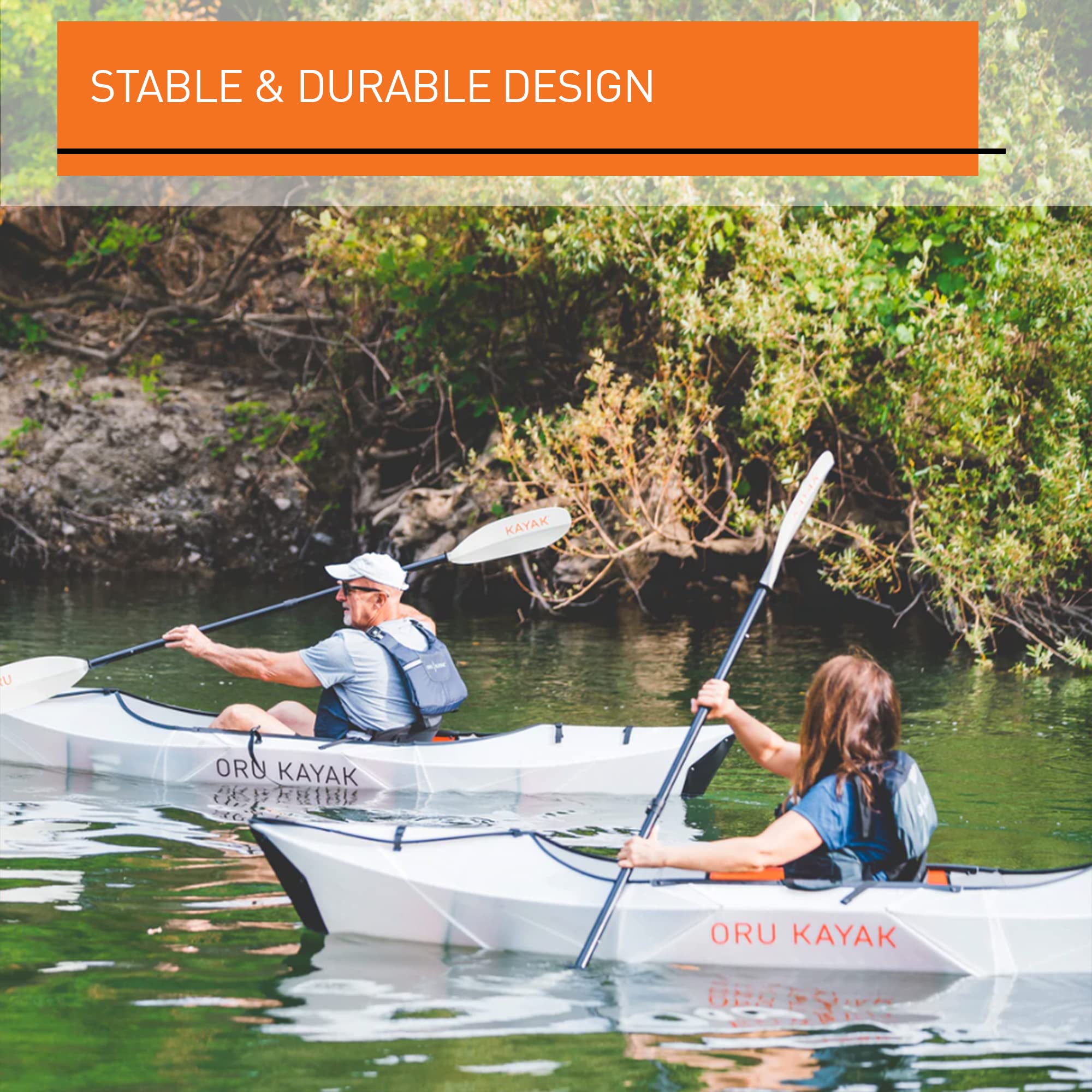 Oru Kayak Faltbares Kajak Inlet – Stabil, langlebig, leicht – Freizeitpaddeln auf Seen und Flüssen – Anfänger, Intermediär - Größe (aufgebaut): 290 x 76 cm, Gewicht: 9,1 kg