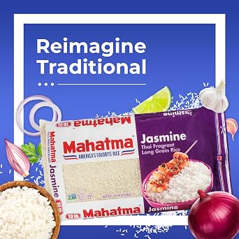 Mahatma Jasmine, 10lb Bag of Rice, Thai, Indian, or Cambodian Fragrant Flavored Rice, Stovetop or Microwave