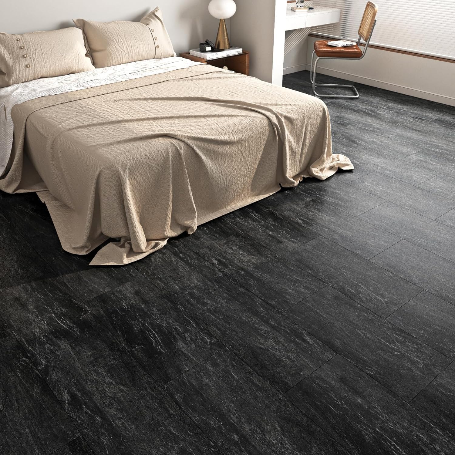FunStick 15 Baldosas 30X60CM Azulejos Adhesivos Negro Cocina Baño Pared & Suelo Vinilo Autoadhesivo Baldosas Vinilicas Adhesivas Papel Adhesivo Para Piso Vinilico Adhesivo Suelo Linoleo Losetas PVC