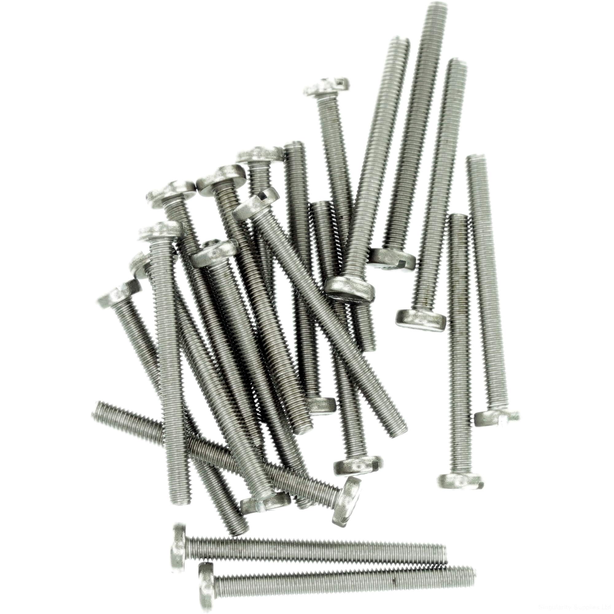 Singularity Supplies Silver M3.5 (3.5Mm X 30Mm) Slot Pan Machine Screw (Bolt) - Stainless Steel (A2) (Pack Of 20)