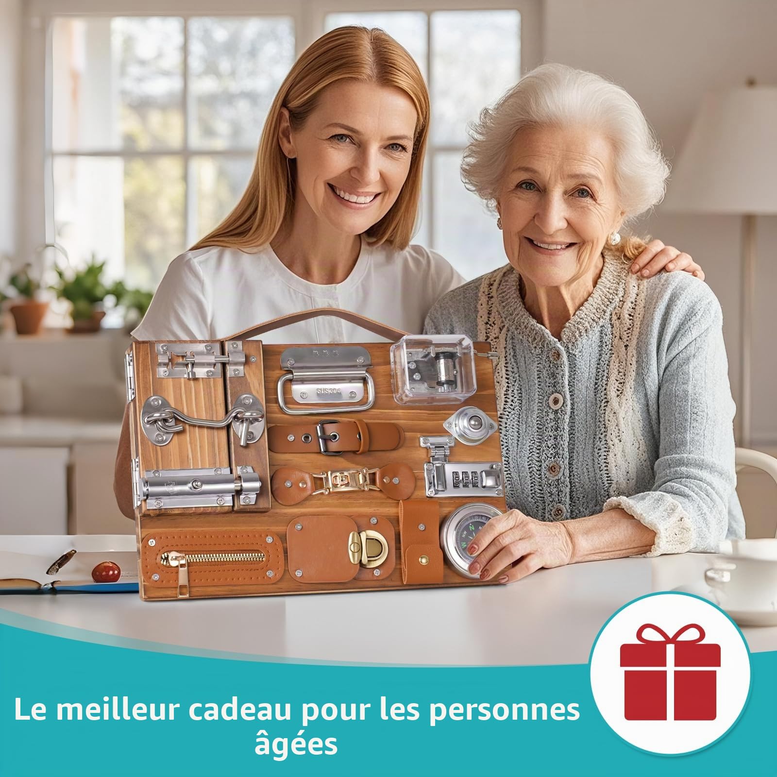 lefeke Fidget Busy Board pour adultes atteints de démence, activités apaisantes et jeux pour personnes âgées, activités de démence pour personnes âgées, produits d'assistance aux patients âgés