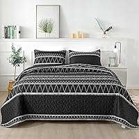 Vista 9 de Andency - Juego de edredón gris tamaño Queen, 3 piezas (1 edredón estampado boho a rayas de 90x96 pulgadas y 2 fundas de almohada), juego de colcha