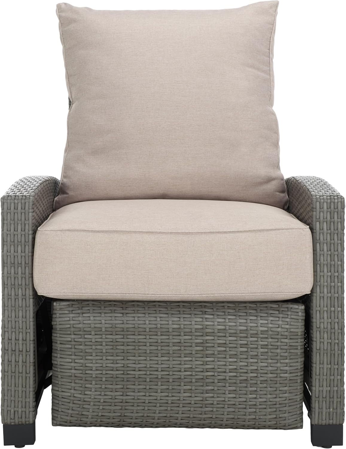 SAFAVIEH Outdoor Collection Landon Grey/Light Grey Patio Recliner Chair with Cushion