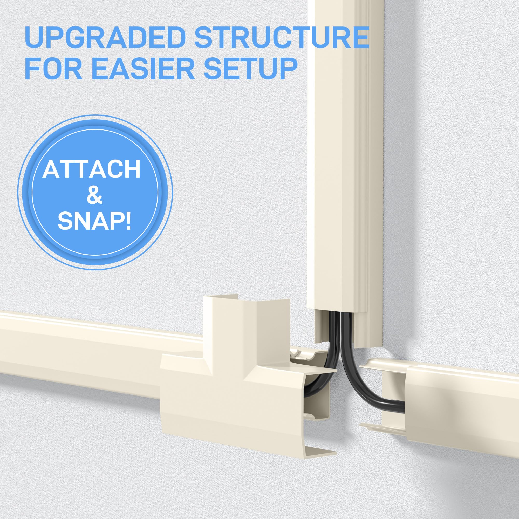 Delamu Cord Hider Cable Concealer, 62.8in Cord Covers For 2-3 Wires On Wall, Cable Hider Cable - View #3