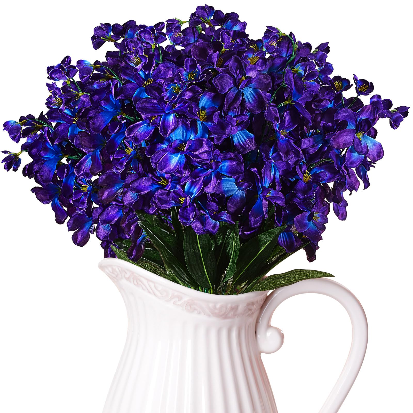 Waydress 32 Pieces 27 Inches Artificial Purple Blue Orchid Faux Flowers Purple Orchids Silk Flowers for Wedding Dinning Home Restaurant Decoration