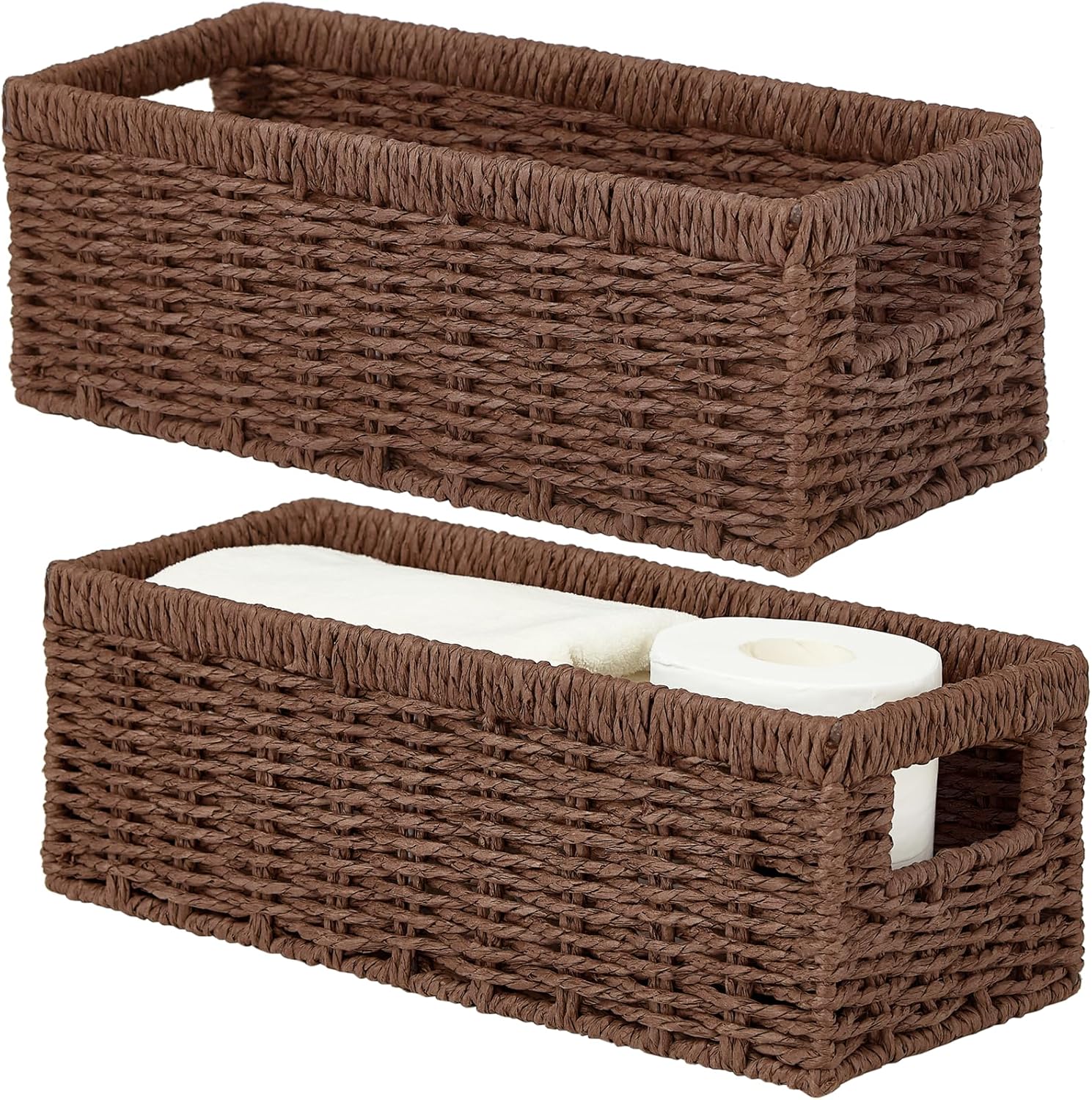 Vagusicc Wicker Storage Basket, Paper Rope Wicker Baskets