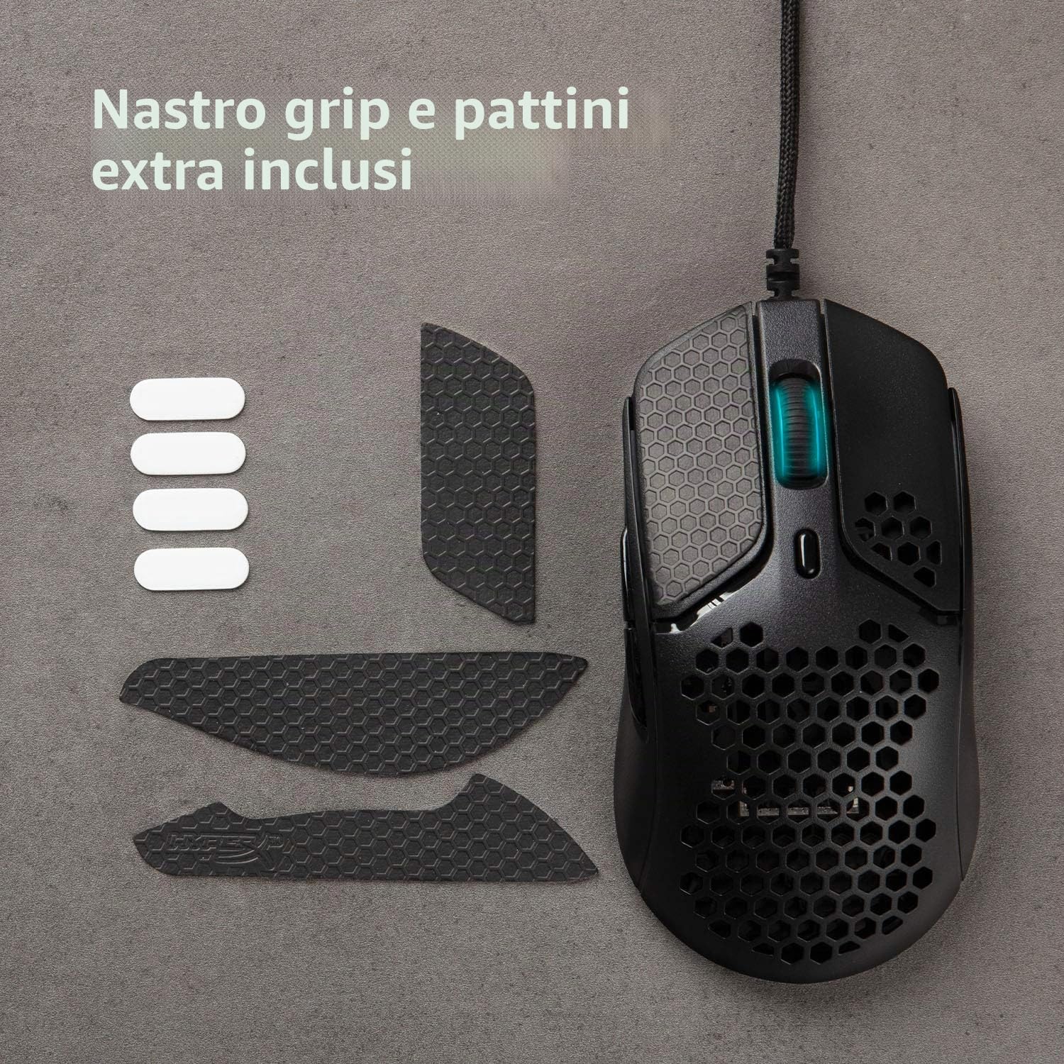 HyperX Pulsefire Haste, Mouse Gaming Cablato, Illuminazione RGB, 6 Tasti Programmabili, 16000 DPI, Resistenza a 60 Milioni di Clic, Cavo HyperFlex, Compatibile con con Varie Piattaforme, Bianco/Rosa