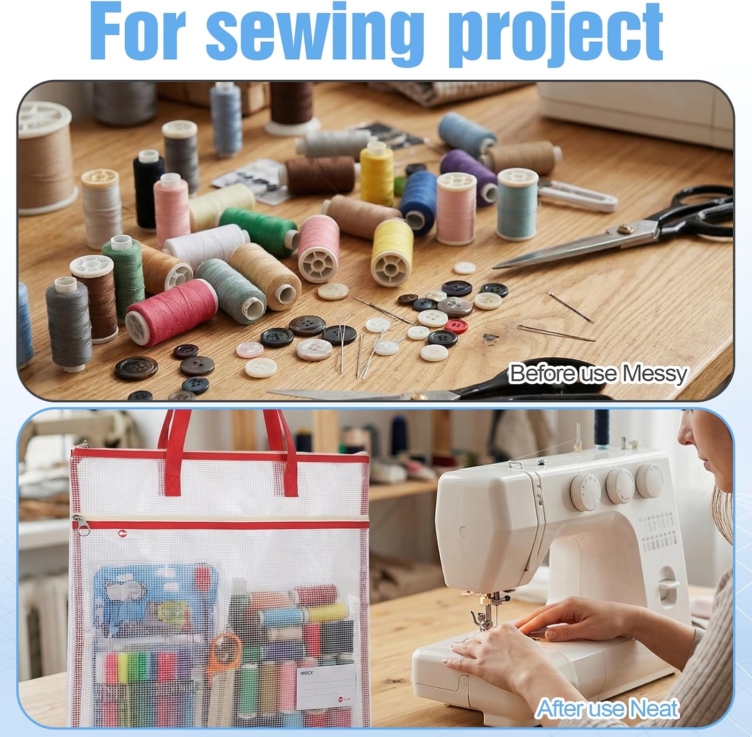 7 Pcs Project Bags 16 1/2" for Quilting Craft Storage Bag with Handles Sewing Project Bag for Art Tote Bags File Carrying Storage for Artwork Charts and Teaching Material Multipurpose