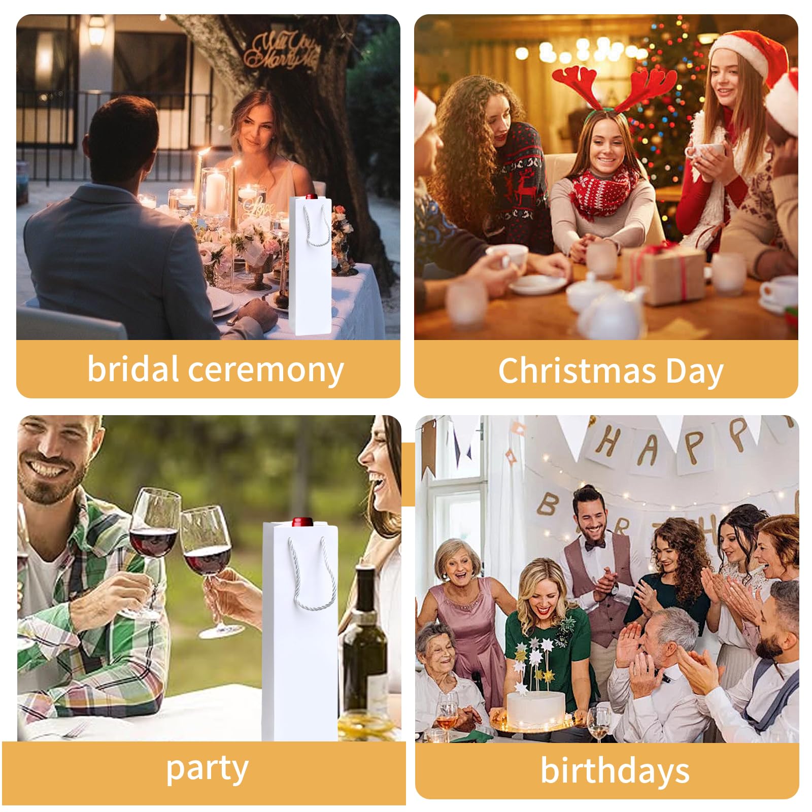 Sacchetti Regalo Per Bottiglie Di Vino 12 Pezzi | Carta Kraft Con Manici | Per Matrimoni E Feste