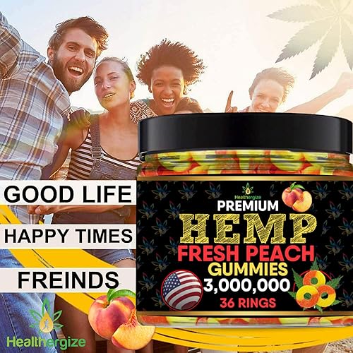 Miniatura 2 de Gomitas de cáñamo, anillos de melocotón de alta calidad, comestibles de osito de gomita de sabor fresco y completo, aceite de cáñamo natural, rutina