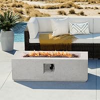 COSIEST 50,000 BTU Propane Fire Pit Coffee Table - 42x17x13 Inch Terrazzo Outdoor Patio Heater with Free Lava Rocks & Cover