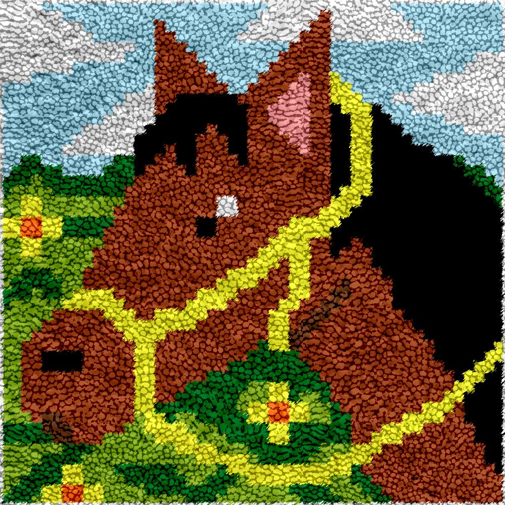 DL-YTG Latch Hook Kits Rug Horse Crochet Yarn Cushion Colour Pre-Printed Canvas Cover Rug Needlework DIY Hook and Latch Kit Christmas Home Decoration 30x30cm/12 X12inch