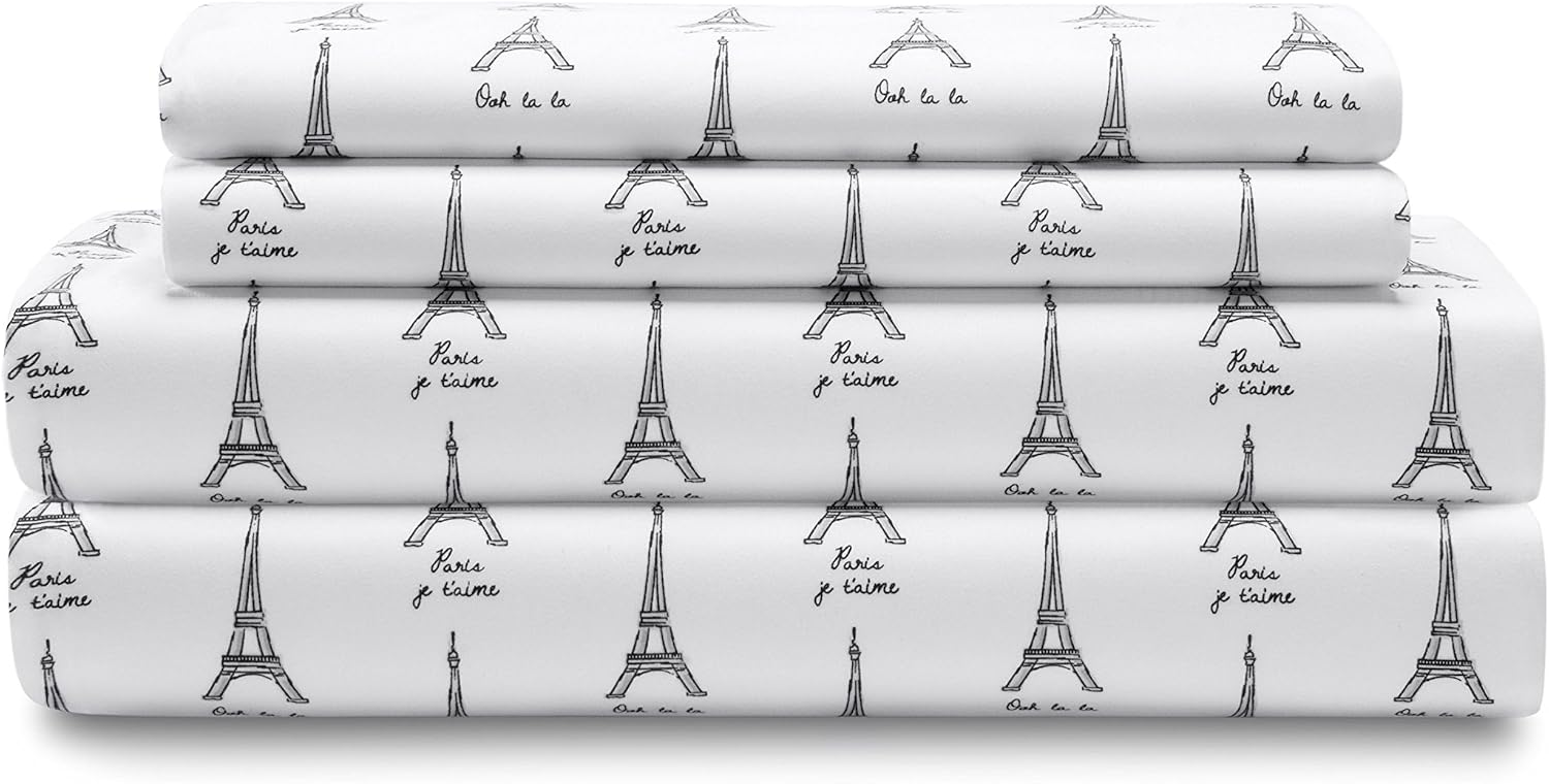 Elite Home Products Inc. Microfiber Sheet Set, Paris White, California King