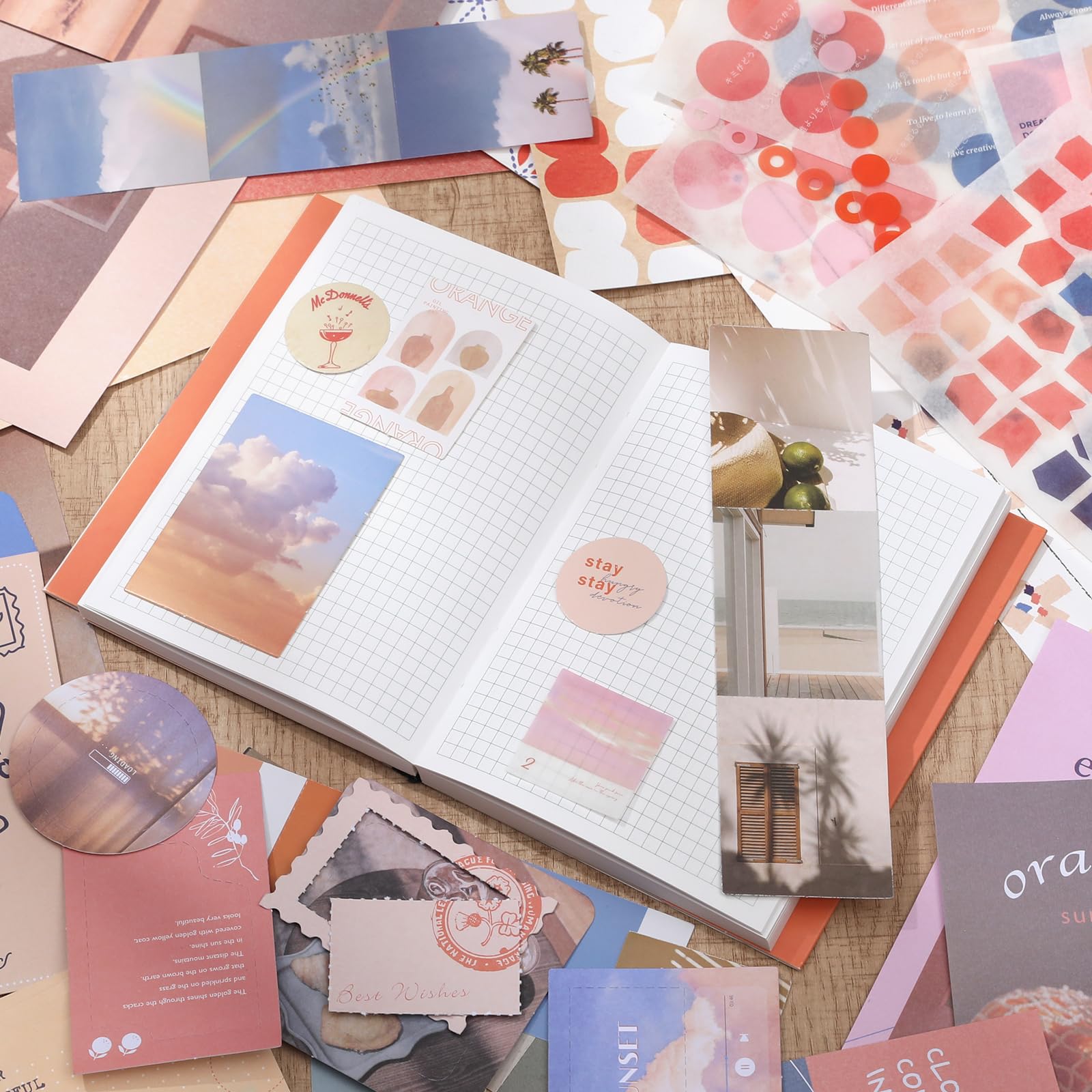 Zestaw akcesoriów do albumu fotograficznego z pęsetą i taśmą klejącą – romantyczne artykuły pa, estetyczny dziennik śmieci, zestaw papieru do scrapbookingu, zestaw naklejek, notatnik