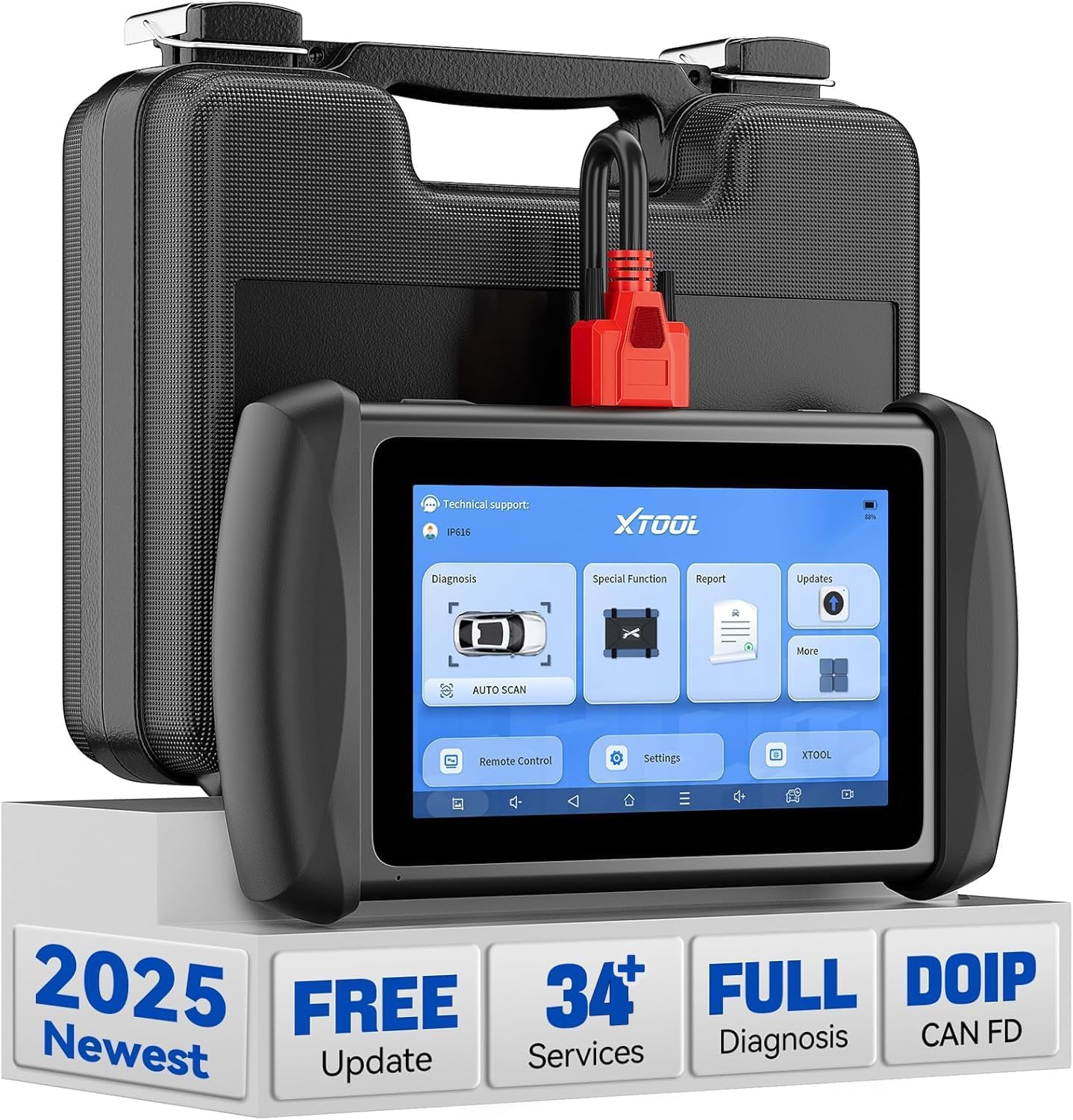 XTOOLIP616 Car Diagnostic Tool: OBD2 Scanner 2.0 with All System, New 34+Resets, ECU Configuration, Oil Reset/ABS Bleeding/DPF/EPB/SAS/TPMS, Injector Coding, FCA/CAN FD/DoIP, AutoVIN, Lifetime Update