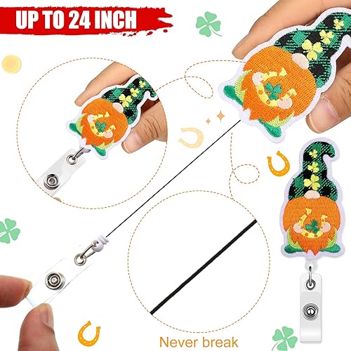 Miniatura 4 de 8 carretes de insignias navideñas, gnomo, soporte de fieltro bordado retráctil con clip de cocodrilo para enfermeras, médicos, empleados de Navidad