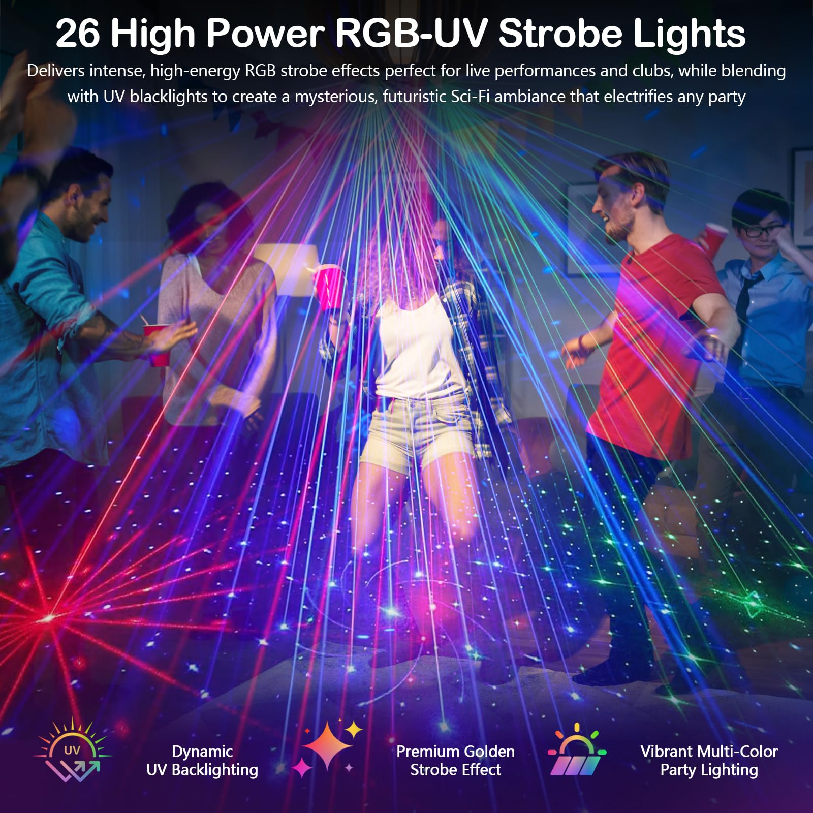 Luz DJ disco con control musical compatible DMX512, luces de escenario con estroboscopio, UV y bola de espejos, con mando a distancia, para club, bodas, Halloween, fiestas y uso doméstico