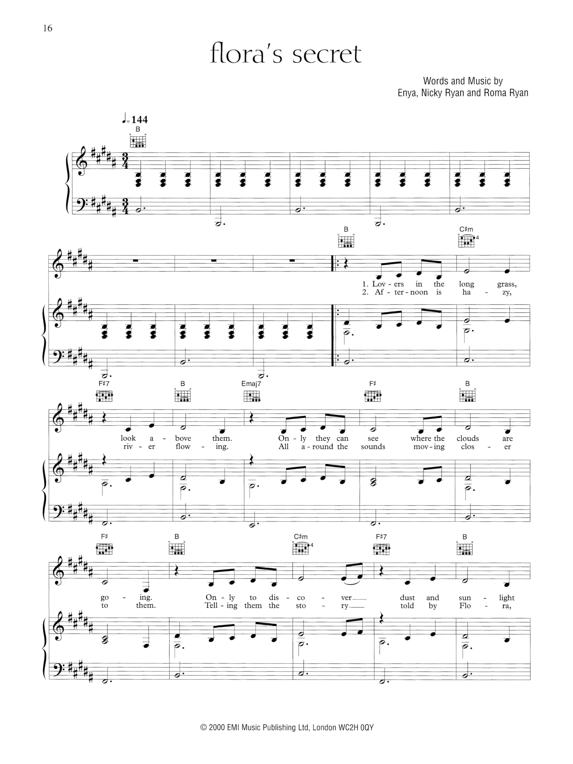 Enya a Day Without Rain: Piano, Vocal, Guitar