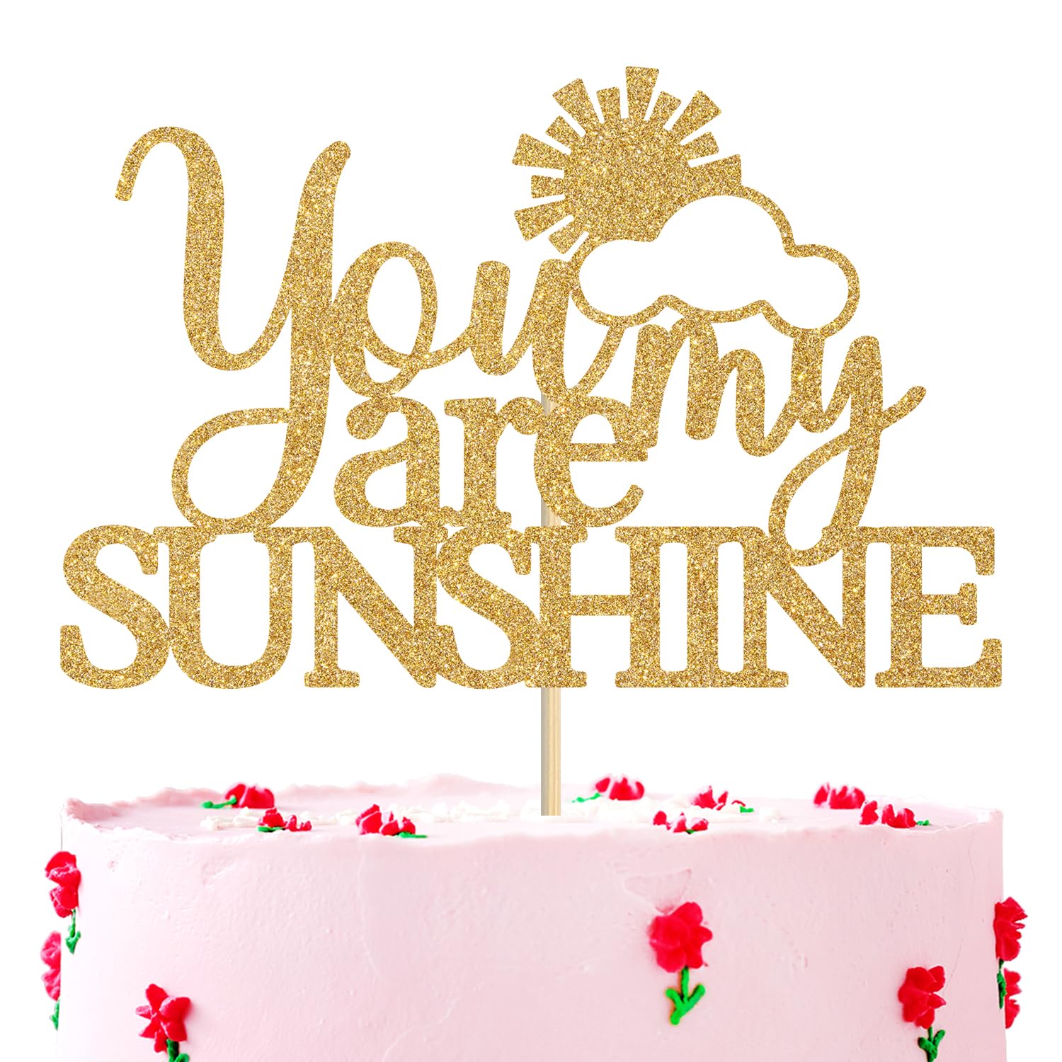 You Are My Sunshine Cake Topper, A Little Sunshine is on the way Cake Decoration, Sun Baby Shower Cake Decor, Gender Reveal Sunshine Kids Birthday Party Supplies, Gold Glitter