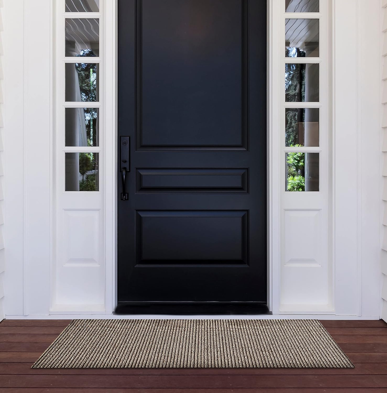 Nautica - PVC Loop Utility Mats | Indoor/Outdoor | Slip-Resistant | Mat for Kitchen, Garage, Laundry Room, Foyer, & More | Stripe Modern Design Doormat | Measures - 17.5 x 48 | Gold