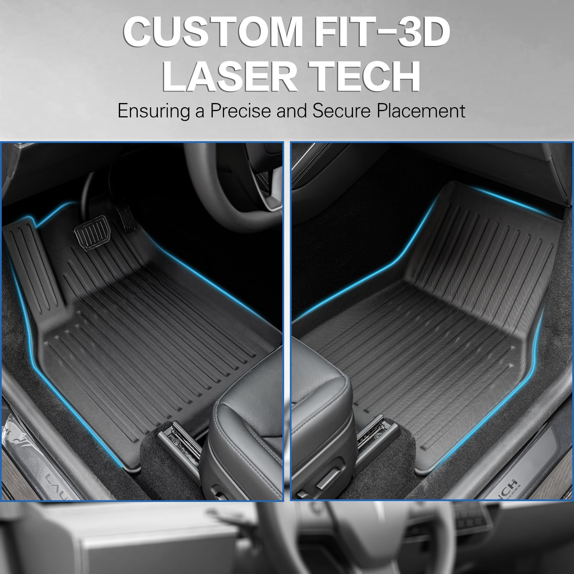 Weize New 2025 2026 Tesla Model Y Juniper Floor Mats and Cargo Liners 5-Seat All Weather Non-Slip Floor Liners and Cargo Trunk Mats Accessories, Set of 6 Mats (ONLY for Tesla Model Y Juniper)