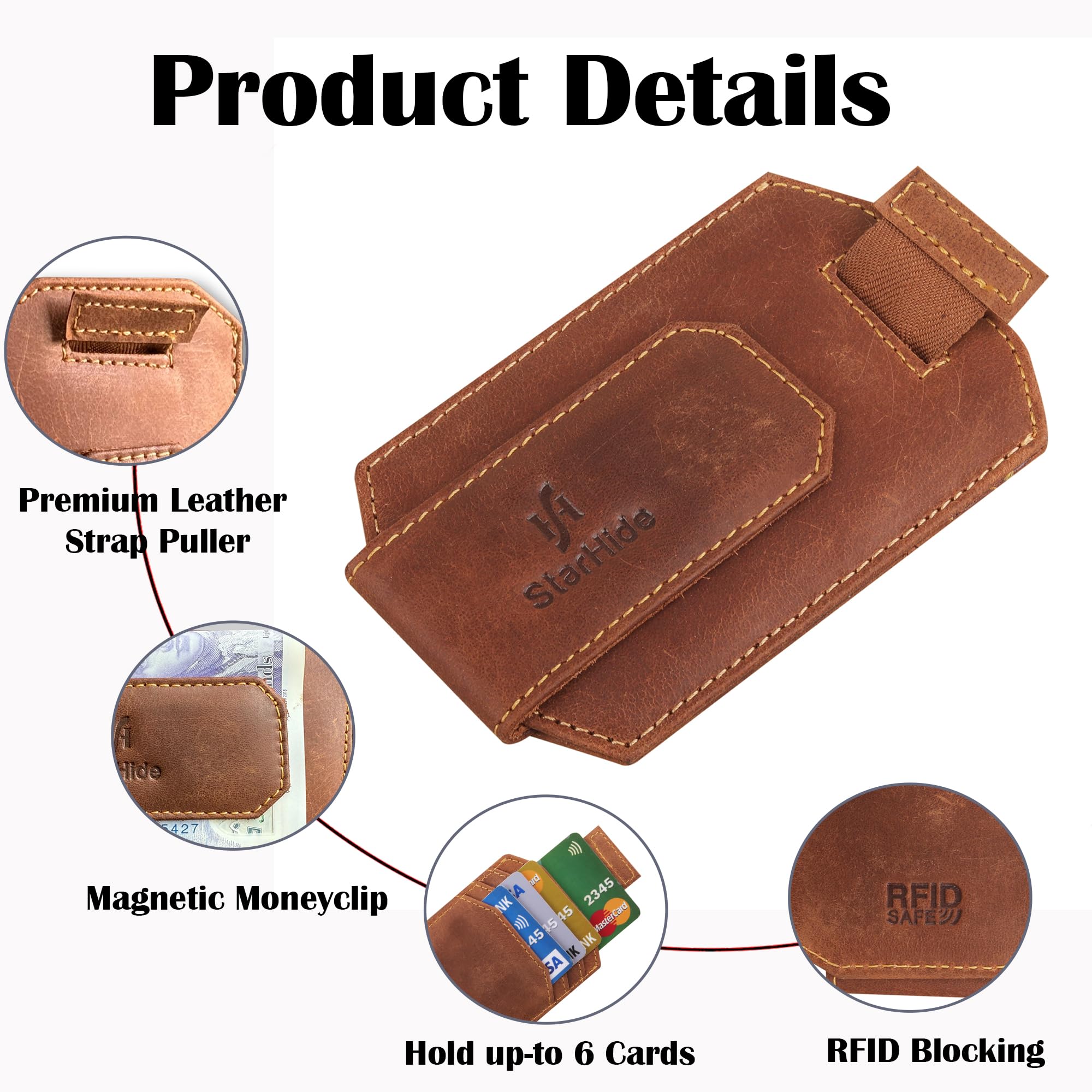 Portafoglio Da Donna In Vera Pelle STARHIDE Con Protezione RFID, Marrone Chiaro, 11x10,5 Cm, Compatto - 6