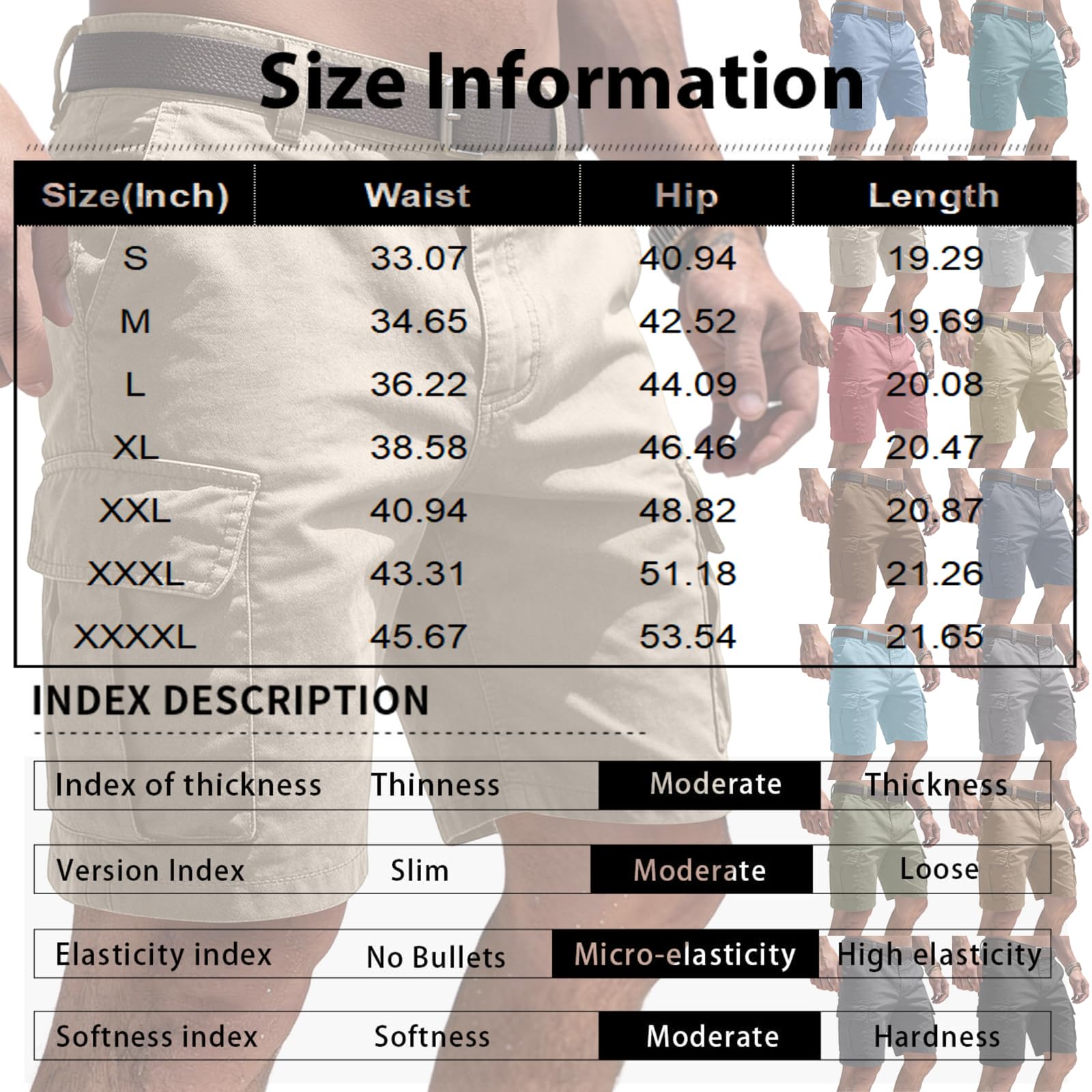 MOKBAY Pantalones Cortos De Trabajo Hombre Deporte Senderismo Montaña Pantalones Cortos Cargo Hombre Militares Casual Verano con Bolsillos