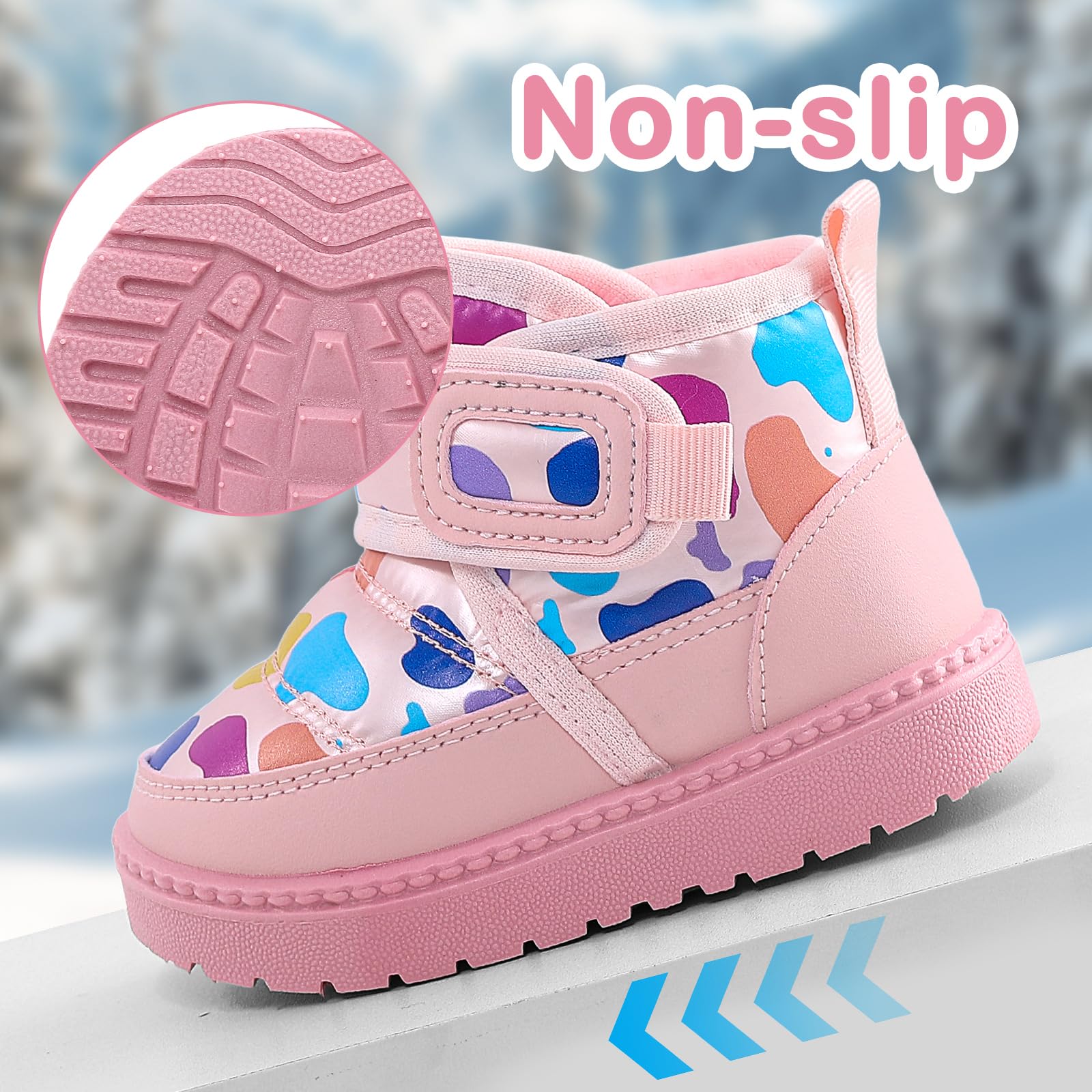 Bottines Bébé Fille Garçon Hiver Bottes Chaussures pour Tout-petit Doublure en Peluche Chaude