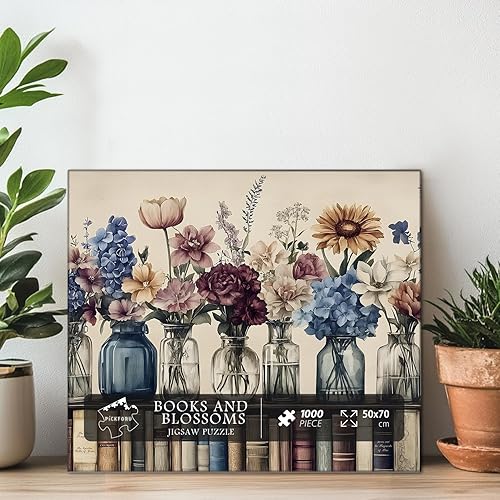 Miniatura 6 de Rompecabezas retro de flores silvestres para adultos de 1000 piezas, PICKFORU Christian Jesus Floral Book Pages Rompecabezas religioso, rompecabezas