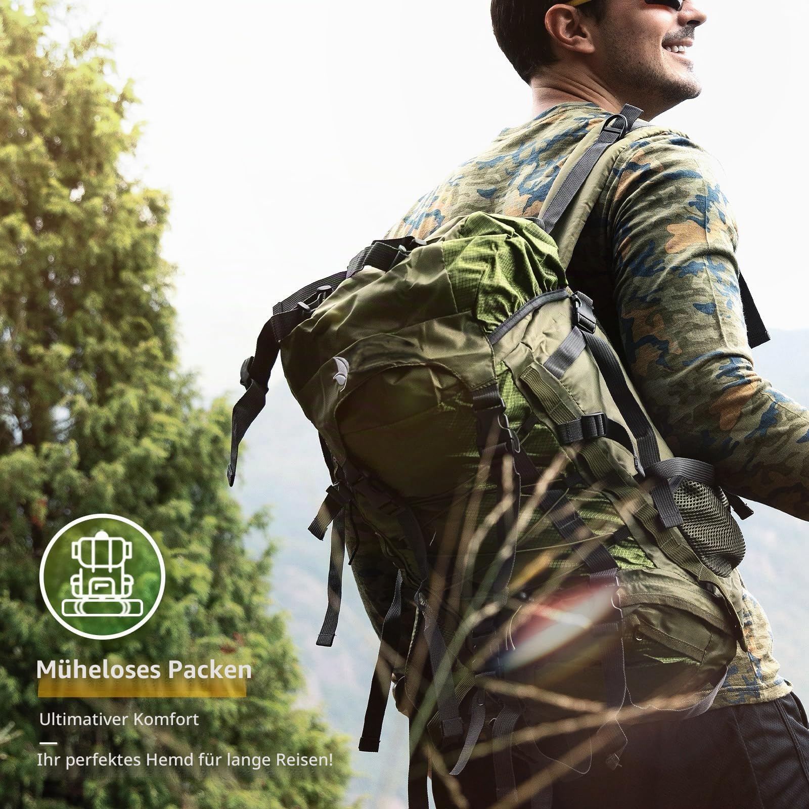 Merino Protect 100% Merino Unterwäsche Herren Weiche Langarmshirts Geruchsresistent Merinowolle Unterhemd zum Jagen Wandern