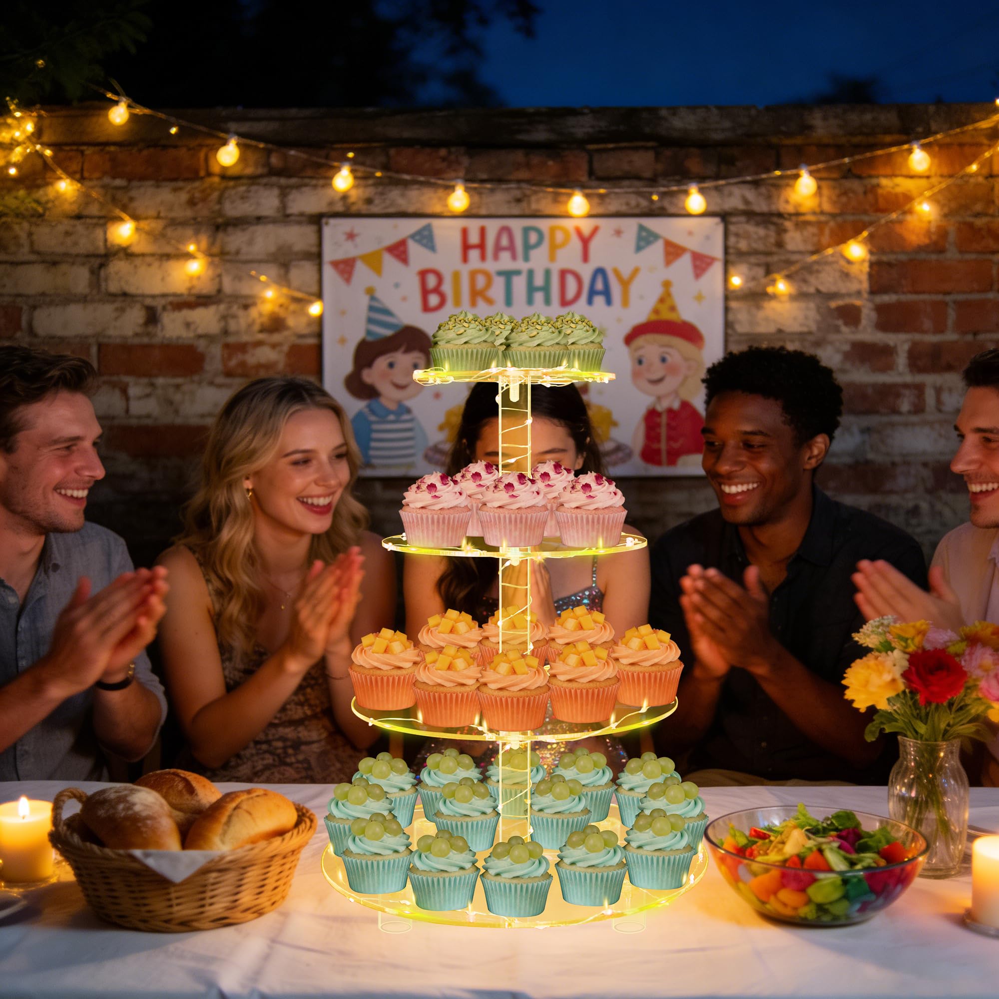 YestBuy - Soporte para cupcakes (4 niveles, acrílico), color amarillo
