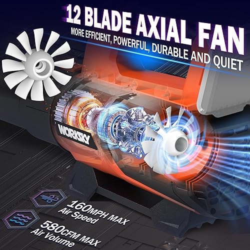 Miniatura 4 de Soplador de hojas inalámbrico compatible con batería Dewalt 20V Max (SIN batería), soplador de hojas eléctrico hasta 160 MPH 580 CFM, sopladores