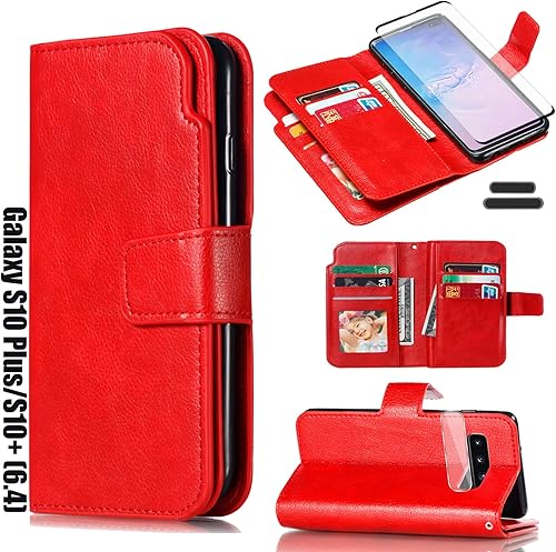 Miniatura 7 de Funda tipo cartera para Galaxy S10 PlusS10+ de 6.4 pulgadas 3+ ranuras para tarjetas Tarjeta de identificación con ranura para tarjetas de crédito