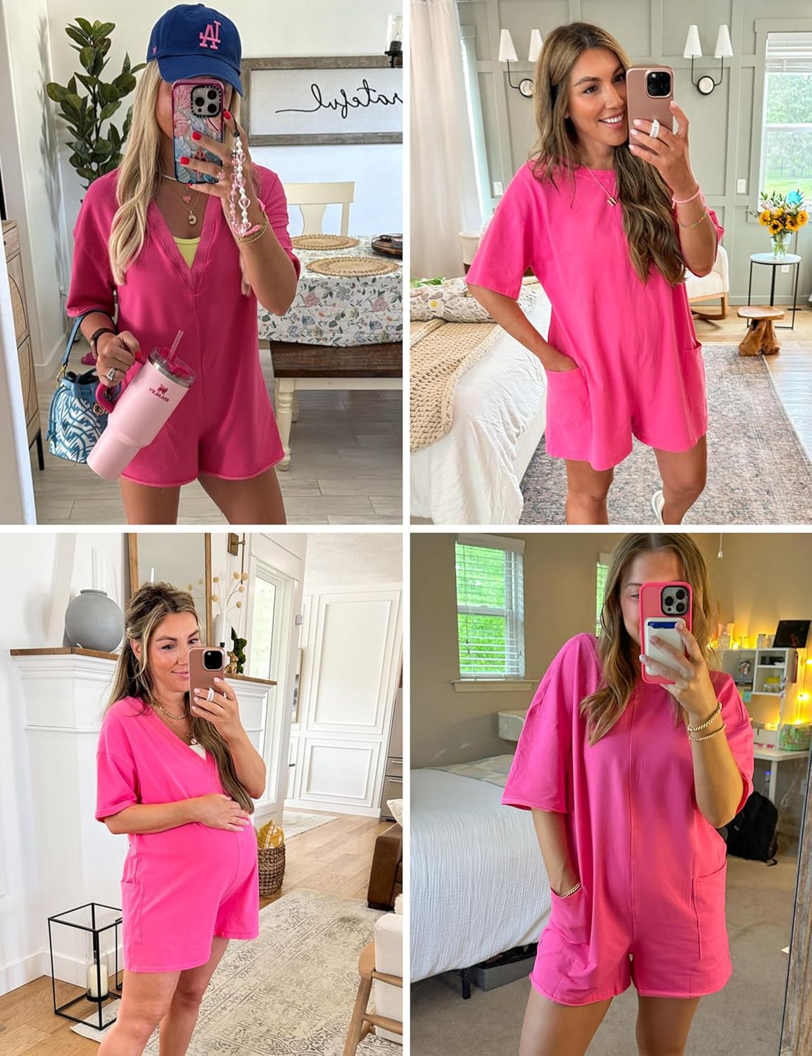 LTSCNRM Womens Tee Rompers Casual One Piece Hot Shot Oversized Overall Short Sleeve Reversible Athletic Workout Pockets - Image 5