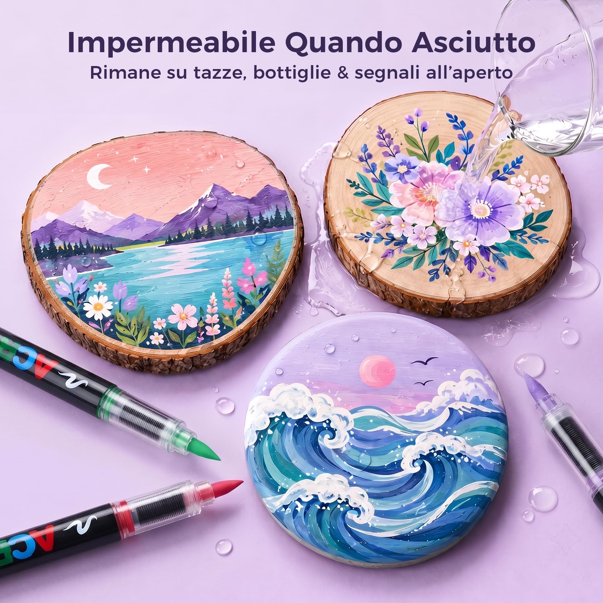 Tongfushop 120 Pennarelli Acrilici, Acrylic Marker Pennello con Flusso Auto-Regolato, Impermeabili ad Asciugatura Rapida per Decorare Sassi, Legno, Ceramica e Vetro | Ideale per Adulti e Fai da Te