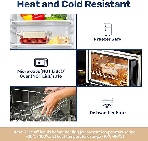Miniatura 3 de YSSOA Recipientes de comida con tapas de vidrio exclusivas, recipientes de almacenamiento de vidrio con tapas, sin BPA, fiambreras de vidrio para