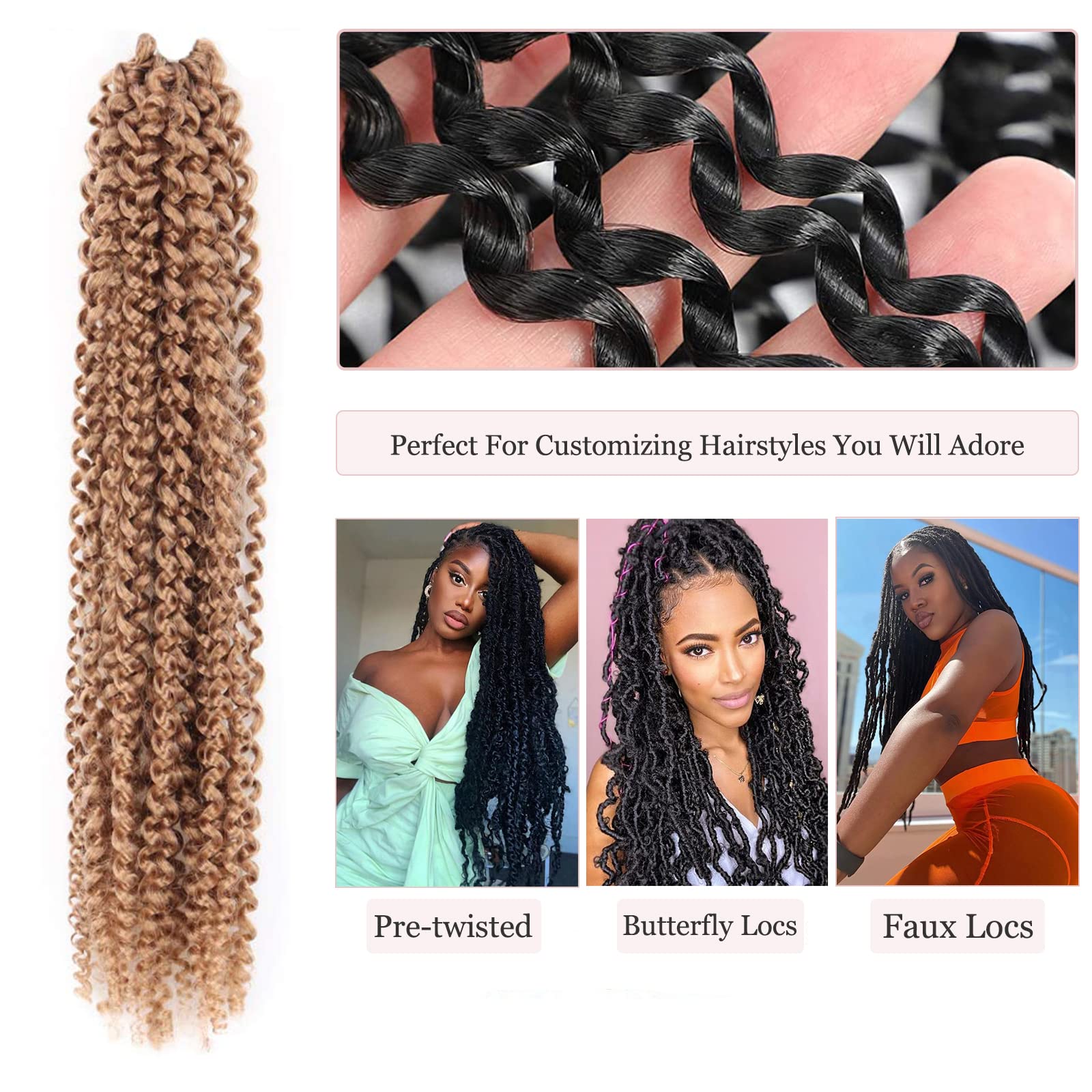 Passion Twist Hair 18Inch 6packs - Blonde Water Wave Crochet