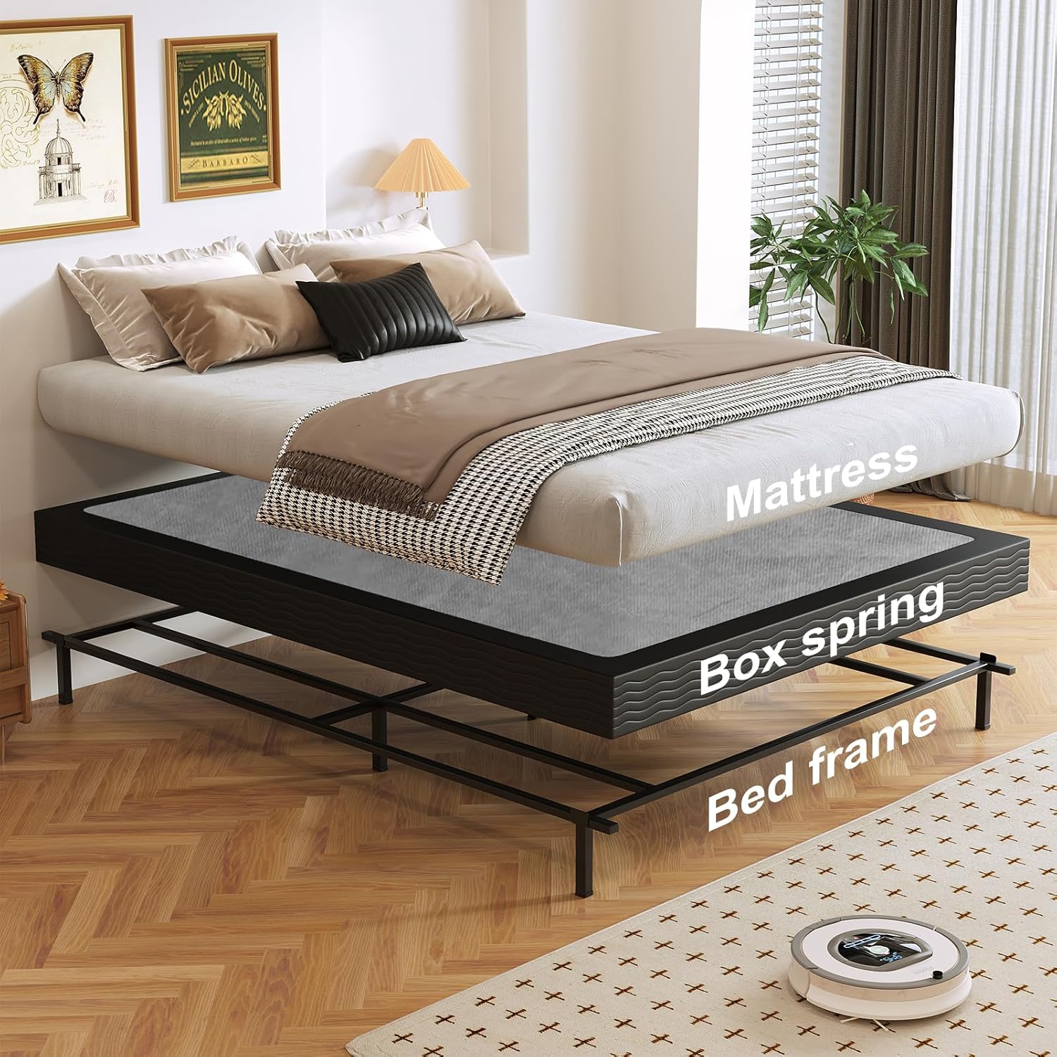 Box Spring, Metal Frame Mattress Foundation with Fabric Cover, Easy Assembly, Noise-Free (5 Inch, King)