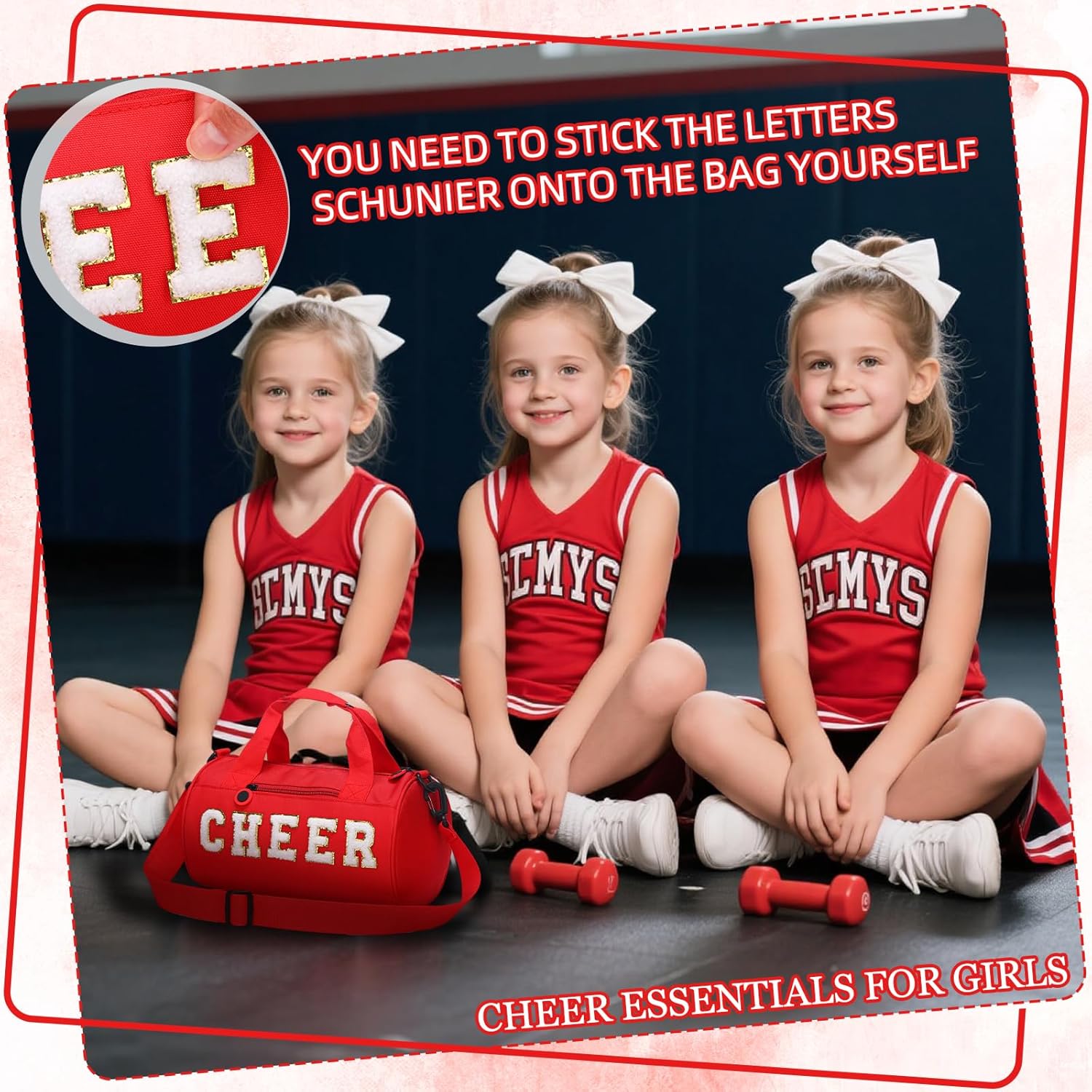 Red Cheer Bag for Girls Gym Sport 13x7 Inch Small Duffle Travel Dance Gymnastics Bags for Toddler Kid Girls Teens Student Athletes Workout - Image 6