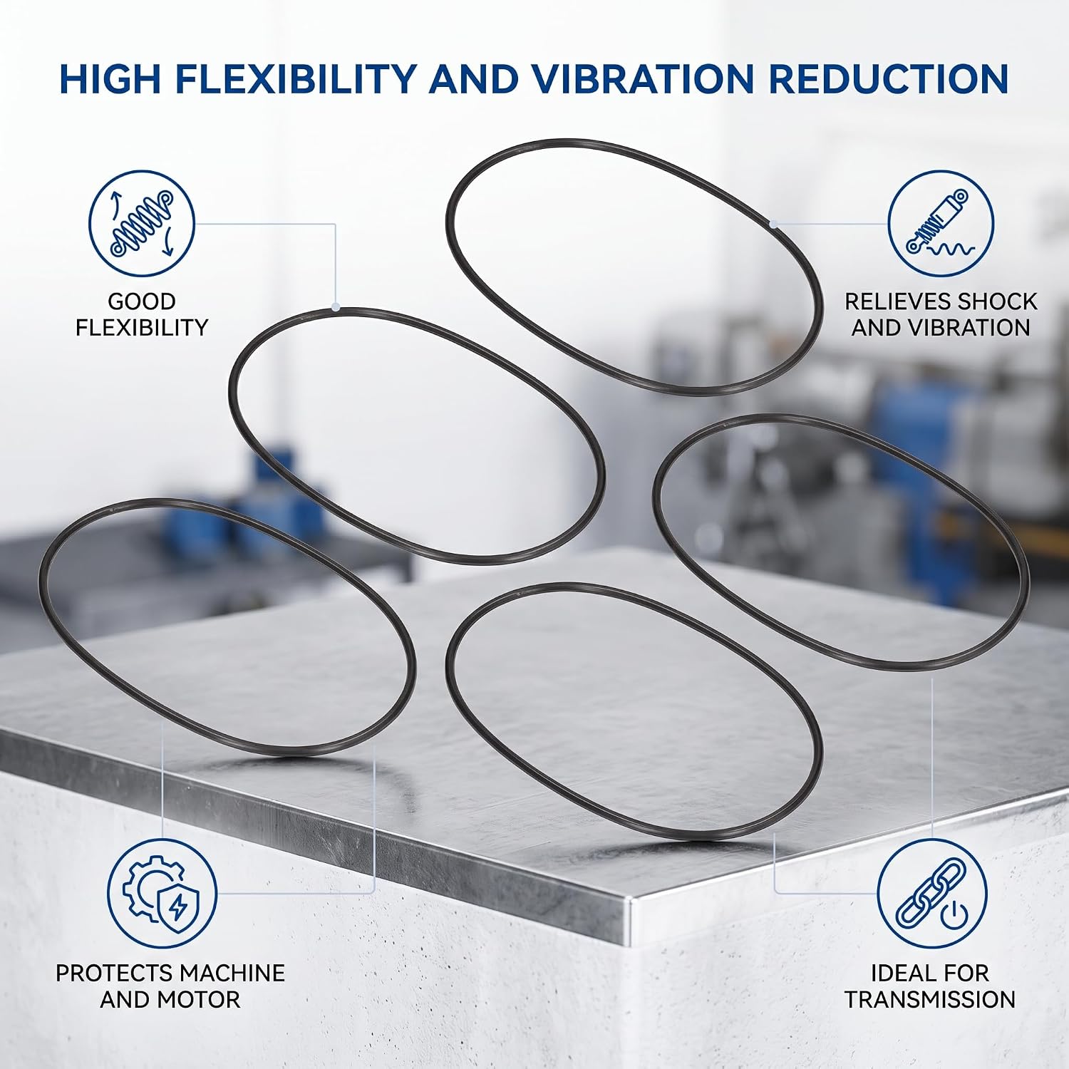 Round Rubber Motor Belts, Durable 5mm Diameter Elastic Wear Transmission Belts for Industrial Sewing Machines and Mechanical Equipment 5PCS Pack image 4