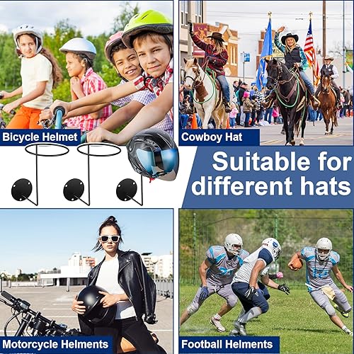 Miniatura 7 de Blulu Soporte para casco de motocicleta, 12 unidades, color negro, para montaje en pared, multifuncional, accesorios para casco de motocicleta,