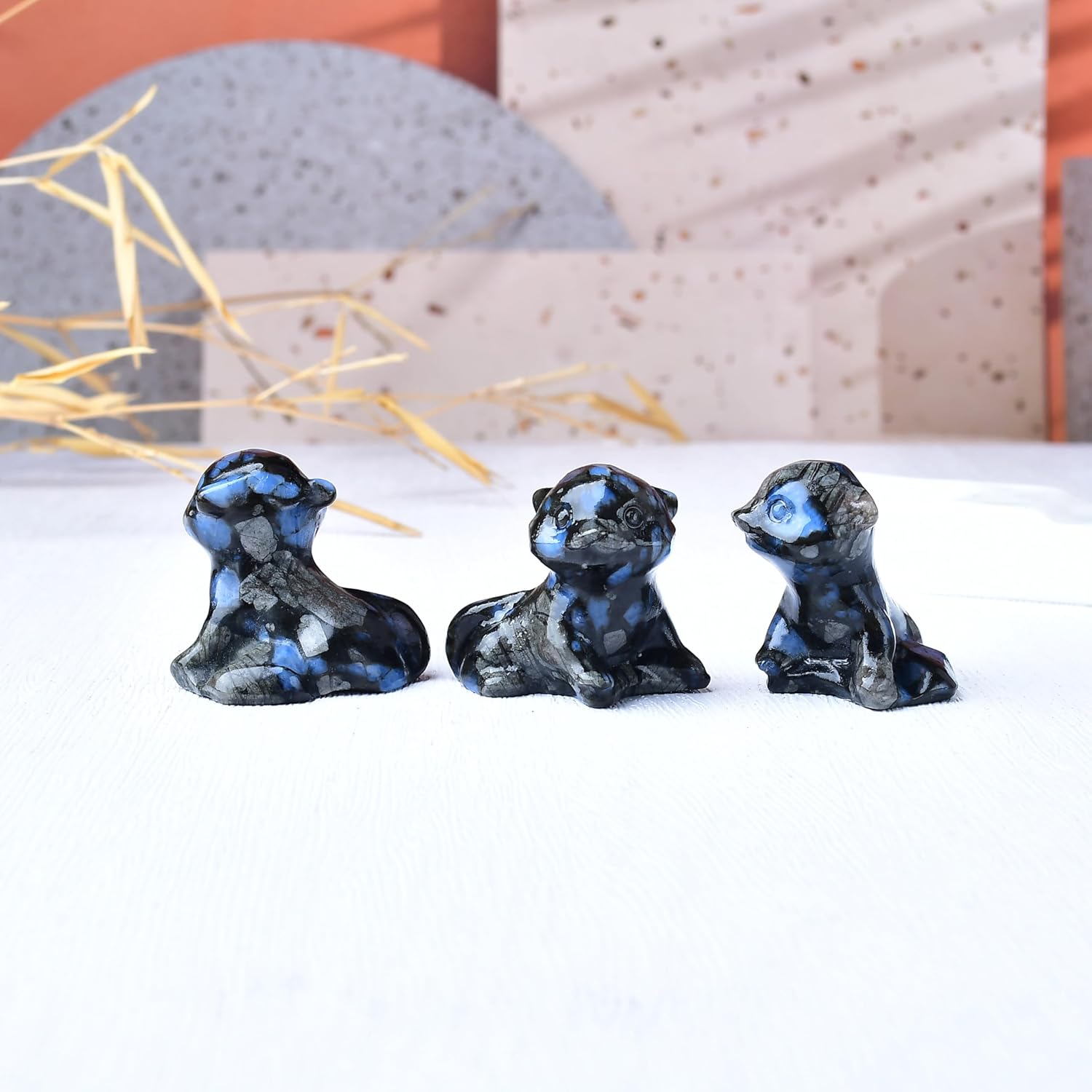 Blue Amphibole Otter Figurine - Hand Carved Healing Crystal Otter Statue, Lucky Gemstone Sculpture for Home Office Desk Decor, Spiritual Gift for Animal Lovers & Nature Enthusiasts - Image 4