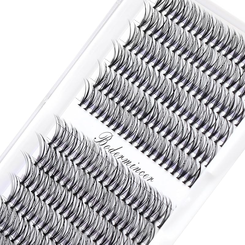 Cílios postiços em tufos Bodermincer 20D/40D/50D, curvatura D, espessura 0,07, comprimentos de 8 a 22 mm, 240 unidades