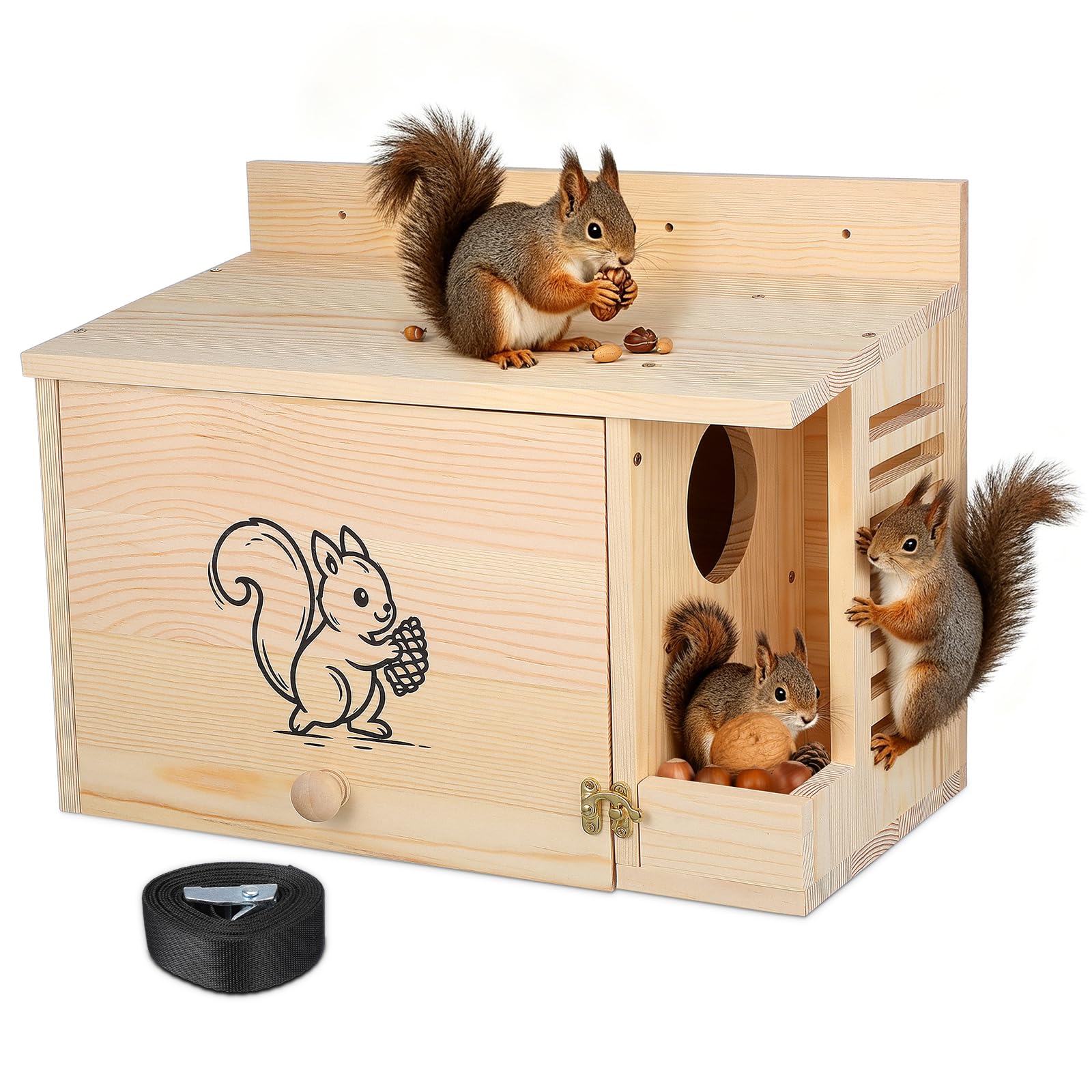Eichhörnchenhaus für Draußen, Eichhörnchen Futterhaus Wetterfest aus Holz