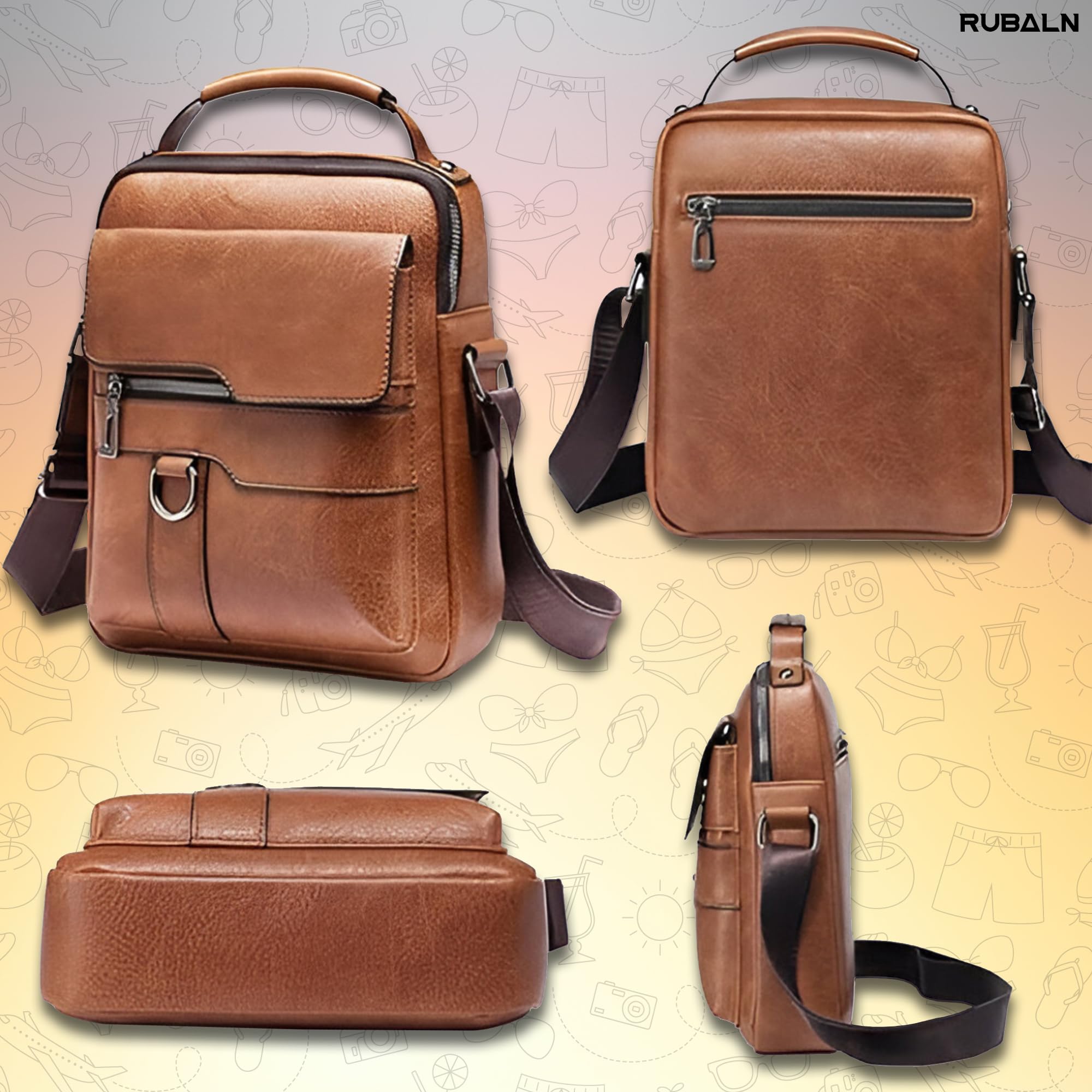 ️Bolso Hombre de Piel Sintética Elegante+funda gafas de regalo–Bolso Hombre Bandolera - Bolsos Hombre-Mariconera hombre-Compacto-para Regalo- Ideal uso diario