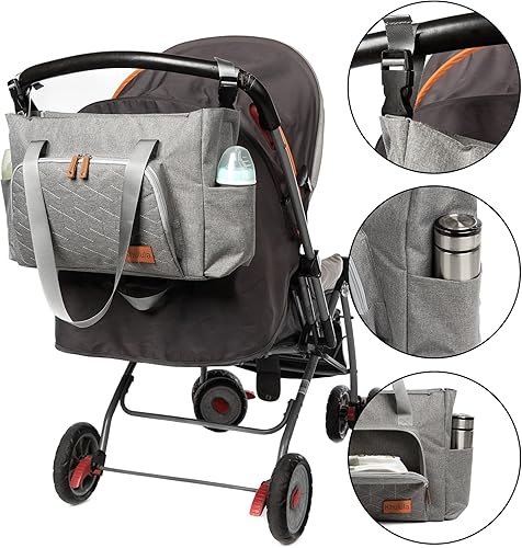 Miniatura 7 de Bolsas de pañales clásicas con enormes compartimentos de espacio, cambiador para mamá que viaja y trabaja