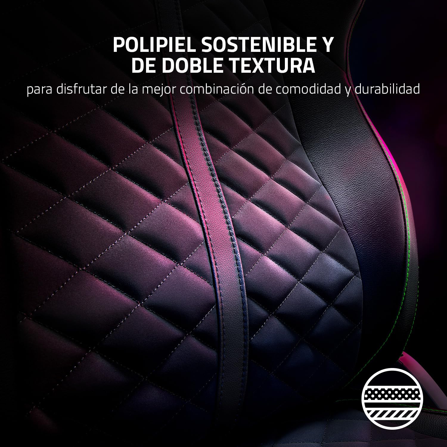 Enki X - Silla para juegos con soporte lumbar integrado, silla de escritoriode oficina (cuero sintético multicapa, relleno de espuma, almohadilla para la cabeza, altura ajustable) Verde