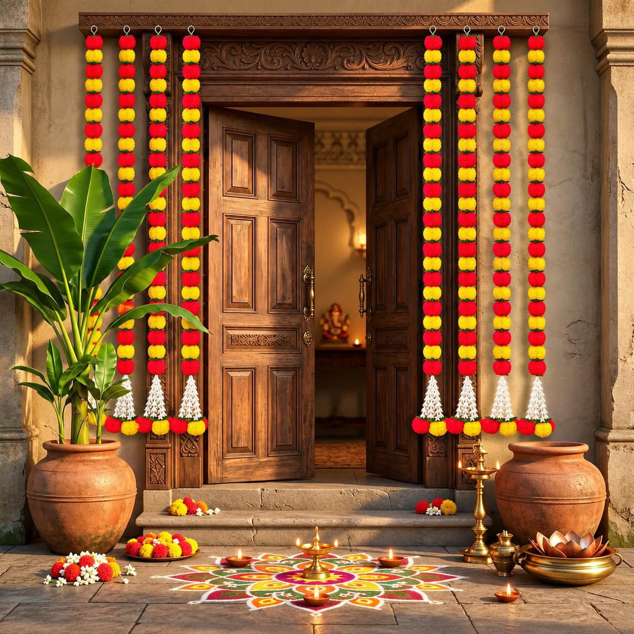 Rajasthan Marigold Garland - Diwali & Pooja Decor -4