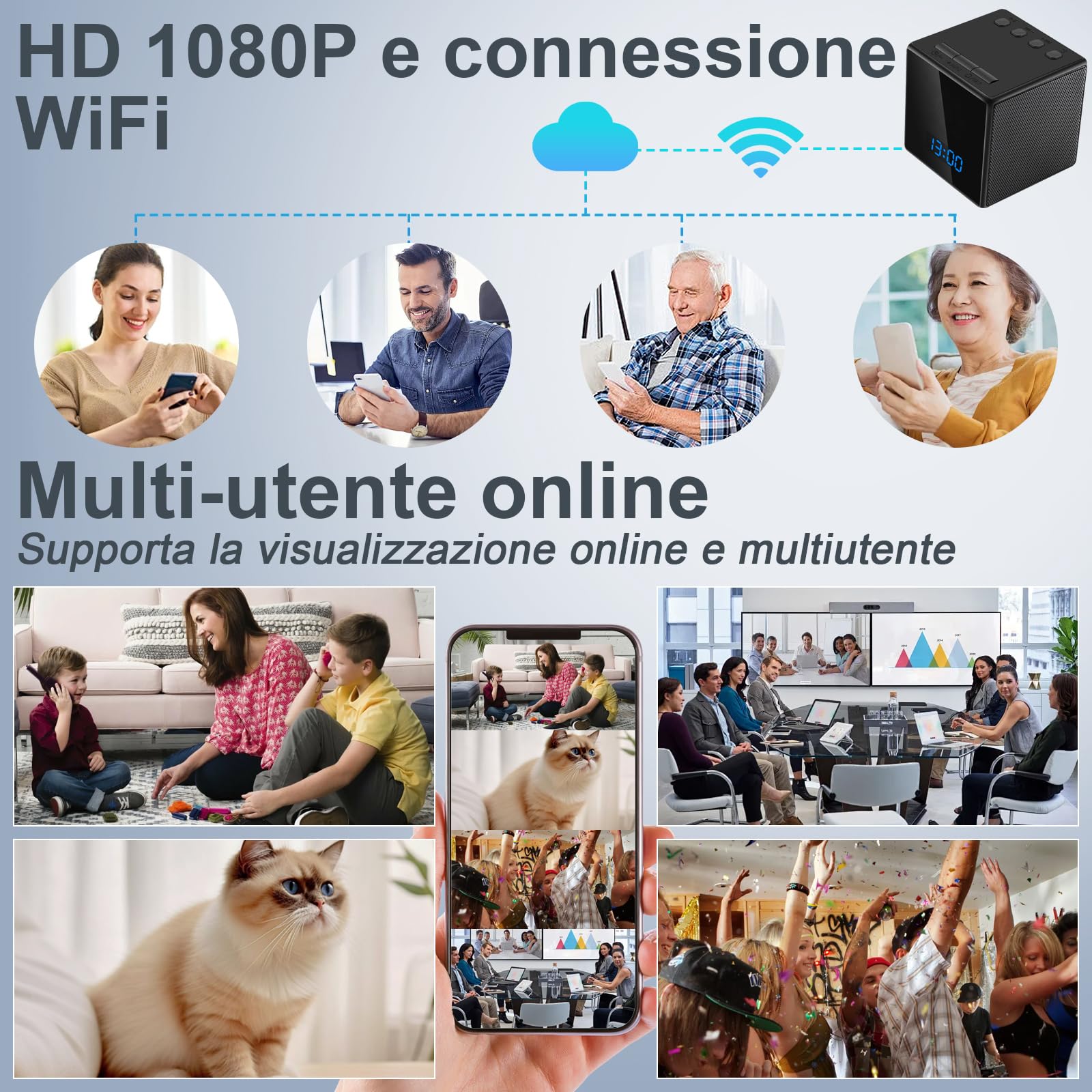 LXMIMI Telecamera Nascosta WiFi 2,4&5Ghz, Orologio Mini Telecamera Spia WiFi HD 1080P Telecamera Nascosta Spia Supporto Bluetooth, Visione Notturna e Rilevamento del Movimento