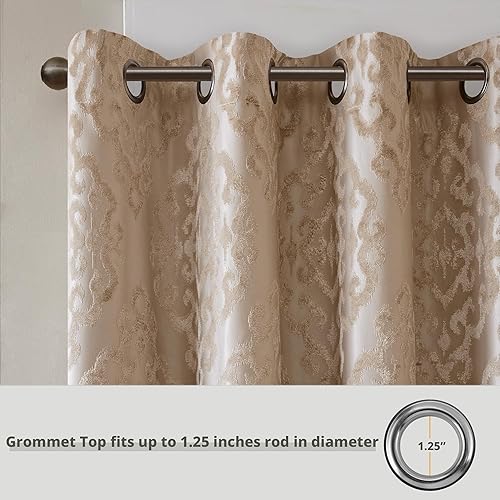 Miniatura 5 de SunSmart - Cortinas opacas de 2 paneles para ventanas de dormitorio, cortinas de punto jacquard damasco, cortinas de ventana con aislamiento térmico